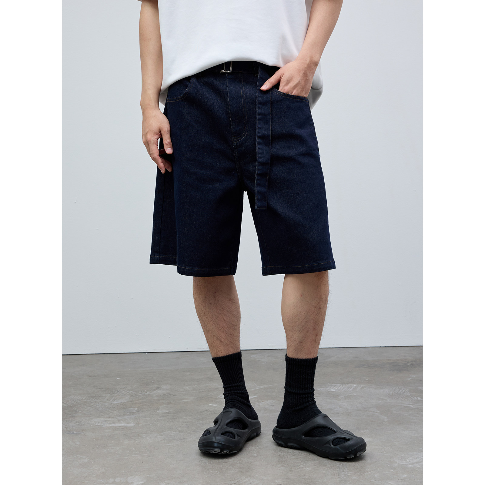 Costful Ro 丹宁原色五分牛仔短裤  自带腰带夏季新款宽松休闲裤