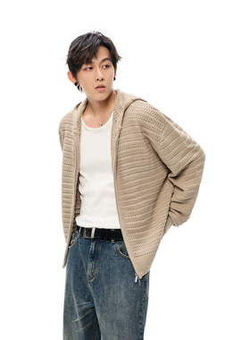 Costful Ro 西班牙纱镂空针织开衫 秋季新品双色休闲短款毛衣外套