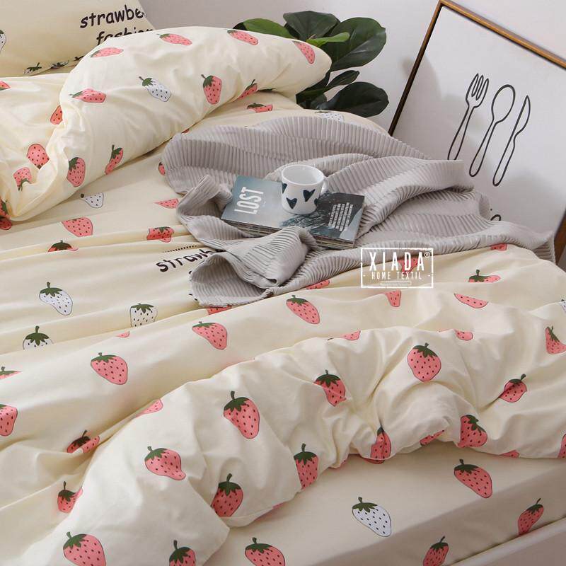 草莓床单单件 100纯棉斜纹可爱ins风小清新全棉床单双人床单人床