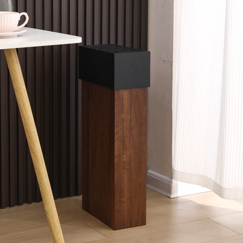 夹缝木质垃圾桶带翻盖家用客厅高