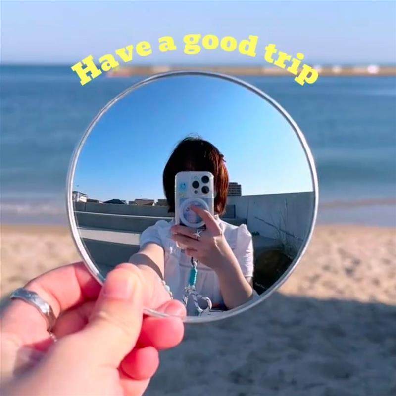 旅游转场镜子文化创意化妆镜凸面小圆镜拍照出片神器圆凸面户外镜