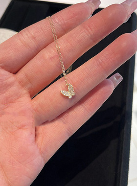 轻奢23春夏 立体蝴蝶 花束满钻密镶s925银锁骨链项链