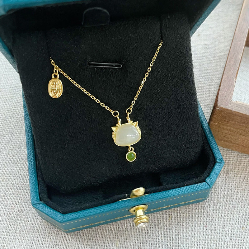 日系设计师topwhits925银平安龙项链女和田玉吊坠生肖龙年中国风