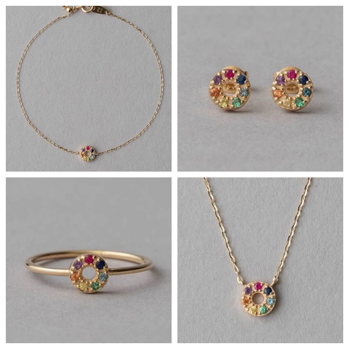 轻奢 24年缤纷彩虹 甜甜圈 多色彩钻红蓝宝石s925银 项链