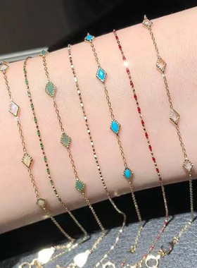 日式轻奢 s925银 缤纷彩珠 树脂波点 滴釉多彩 手链 项链