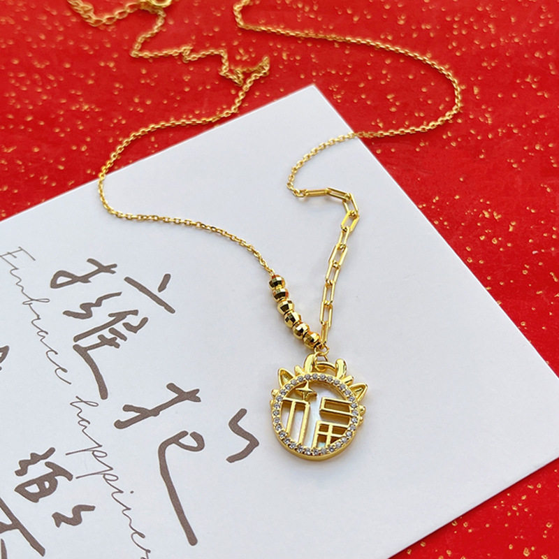 日系设计师topwhits925银福牌龙项链女生高级感小众设计锁骨链