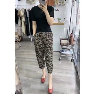 英国moleubak夏季新款黑色净版圆领短袖t恤豹点休闲裤女装