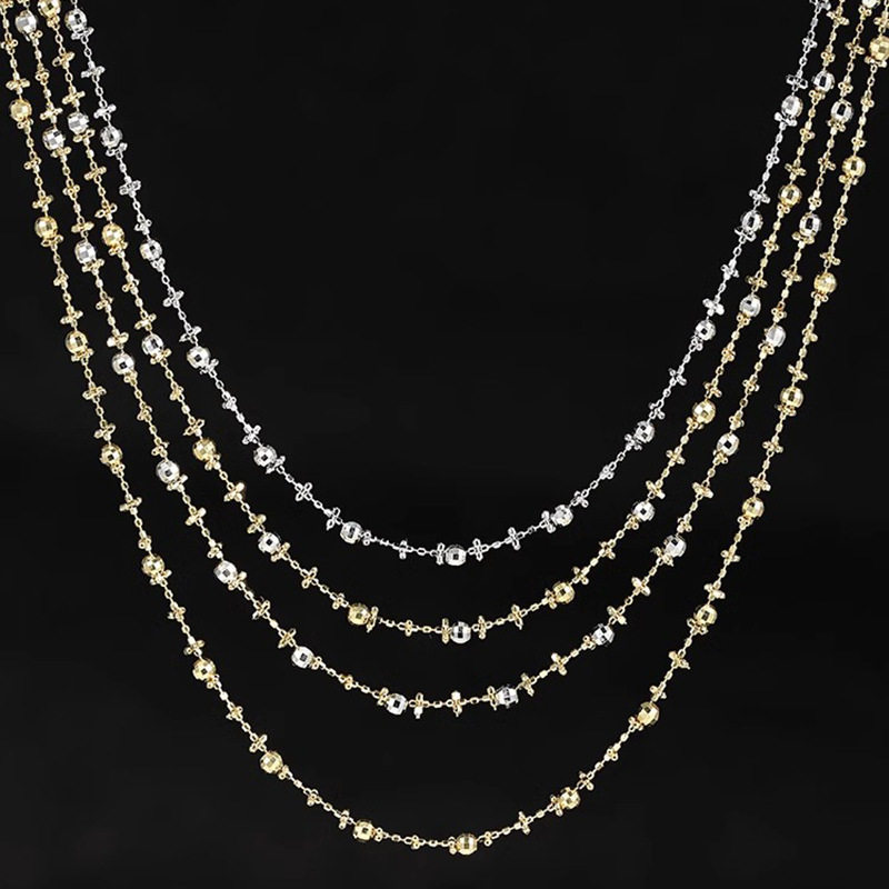 18k金仙女链项链  银925素链镭射珠镀k金锁骨链满天星颈链银挂