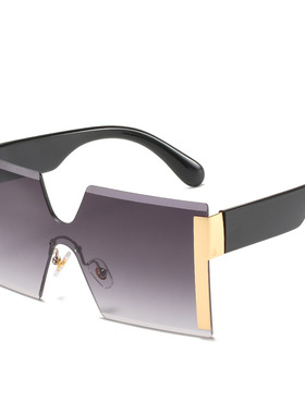 英国moleubak热款欧美连体片无框太阳镜 百搭一体眼镜 时尚大框