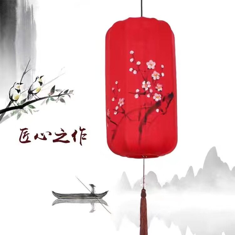 中式布艺手绘冬瓜灯笼茶楼茶室餐厅火锅店过道走廊玄关仿古灯笼灯