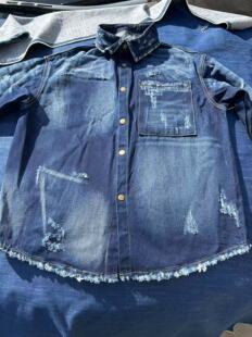 外套新疆长绒棉全棉 牛仔衬衫 重磅厚款 高盎司官脱普洗男士