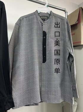 超级宽松出口美国原单中华立领衬衫手感超级好超级舒服