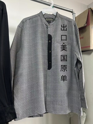 超级宽松出口美国原单中华立领衬衫手感超级好超级舒服