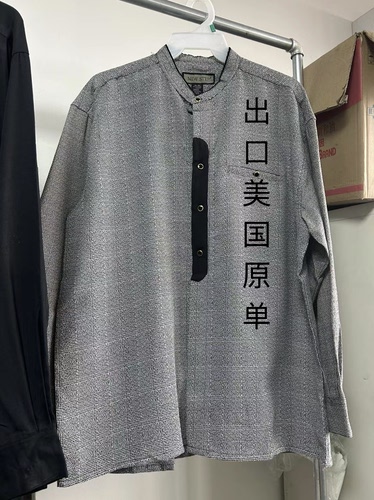 超级宽松出口美国原单中华立领衬衫手感超级好超级舒服