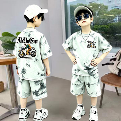 男童夏季冰丝速干短袖运动套装