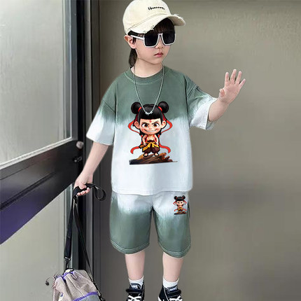 哪吒男童夏装套装2026新款儿童短袖运动宝宝夏季衣服潮帅气小童潮