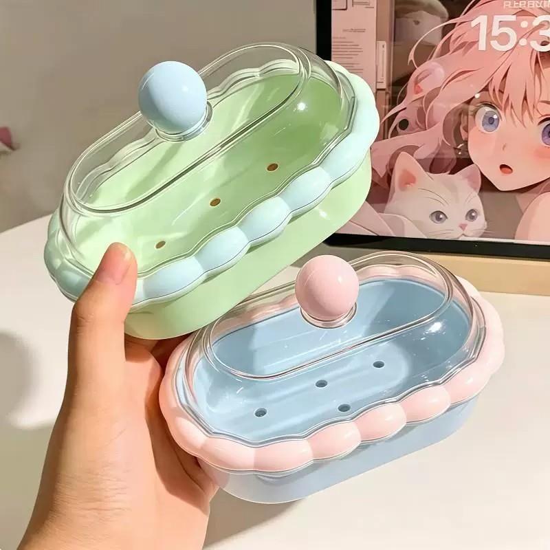 少女心肥皂盒创意带盖沥水便携式学生宿舍卫生间家用浴室香皂盒子