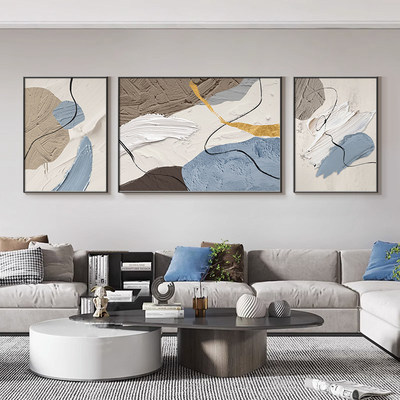 客厅背景墙轻奢三联装饰画