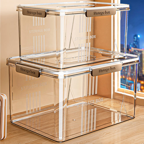 星优透明手提收纳箱玩具零食亚克力收纳盒家用大容量密封周转箱子