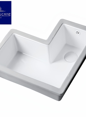 莫德卡恩 L型陶瓷台下盆一体阳台洗衣水槽小户型嵌入式扇形洗手盆