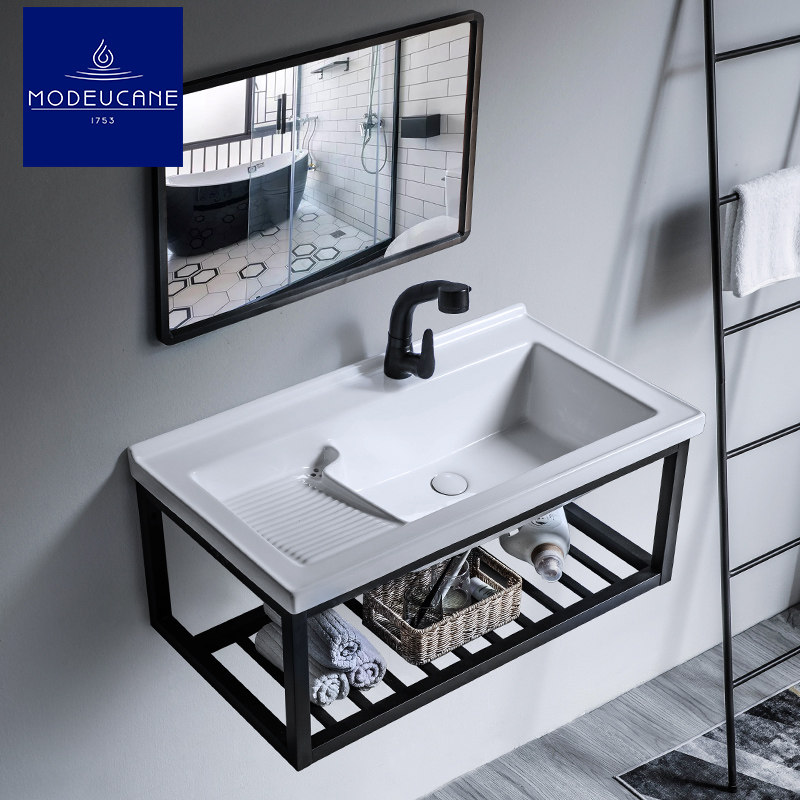 莫德卡恩MODEUCANE 挂墙洗衣盆60 70 80cm超深带搓衣板阳台洗衣槽