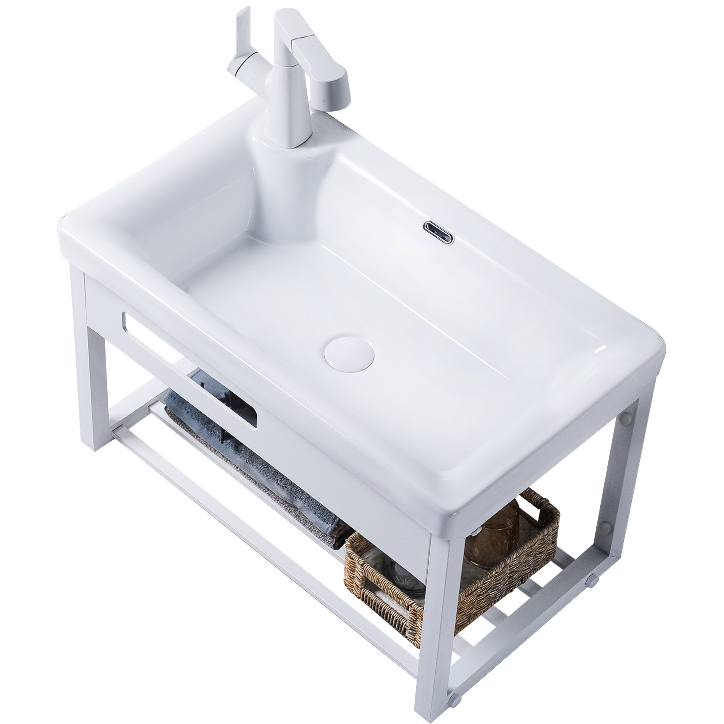 左右龙头孔陶瓷洗手盆 加深挂墙洗脸盆家用卫生间水槽阳台洗衣盆