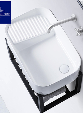 莫德卡恩MODEUCANE 轻奢壁挂式洗衣盆白色无龙头孔壁挂小户型阳台