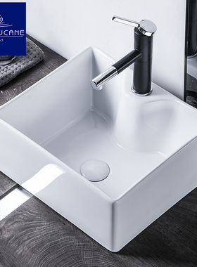 莫德卡恩 加深16cm陶瓷洗手盆有龙头孔台上洗脸盆家用水槽卫生间