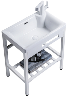 左右侧龙头孔洗脸盆 家用落地洗手盆加深下水槽阳台卫生间免打孔