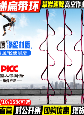 户外攀爬扁带绳梯5/10米软梯儿童体能训练应急救生固定式登山攀岩