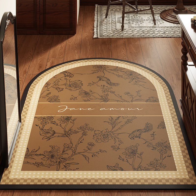 入户门地垫中古风高级感美式可擦免洗pvc进门门垫皮革地毯脚垫