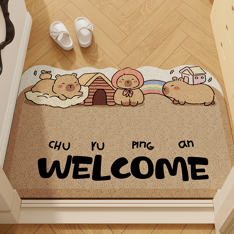 入户门地垫卡通丝圈玄关耐脏免洗可裁剪地毯门口门垫pvc进门脚垫
