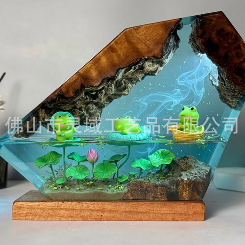 新款荷塘划船小青蛙双层微景观环