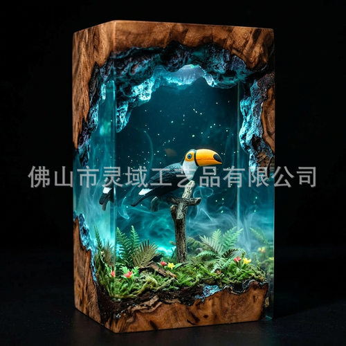 新款热带雨林巨嘴鸟微景观环氧