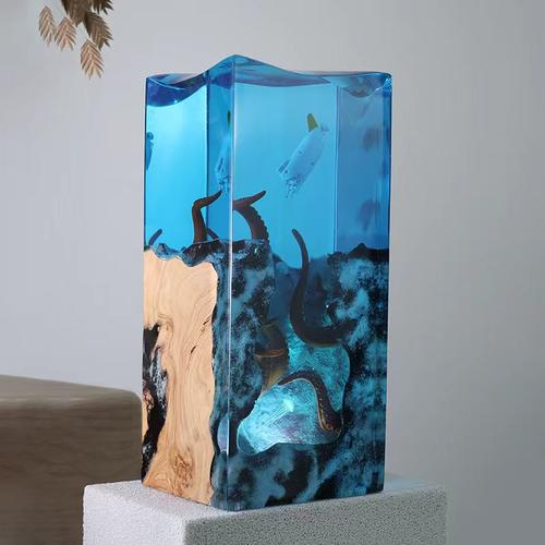 溶洞探险艇潜水员桌面摆件海洋艺