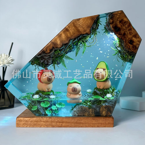新款国潮水豚卡皮巴拉水果头微景