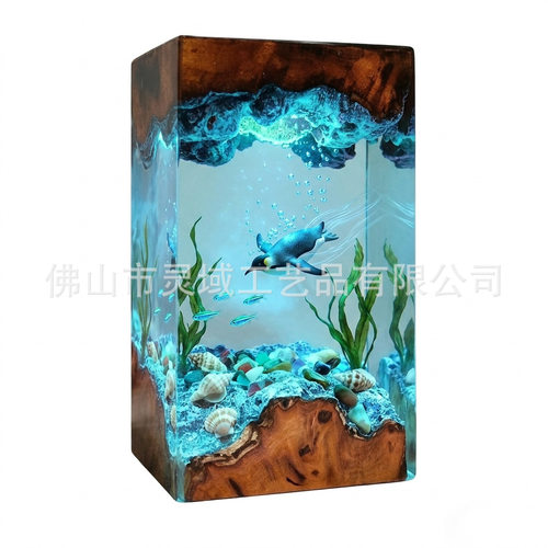新款企鹅环氧摆件树脂灯深海版潜