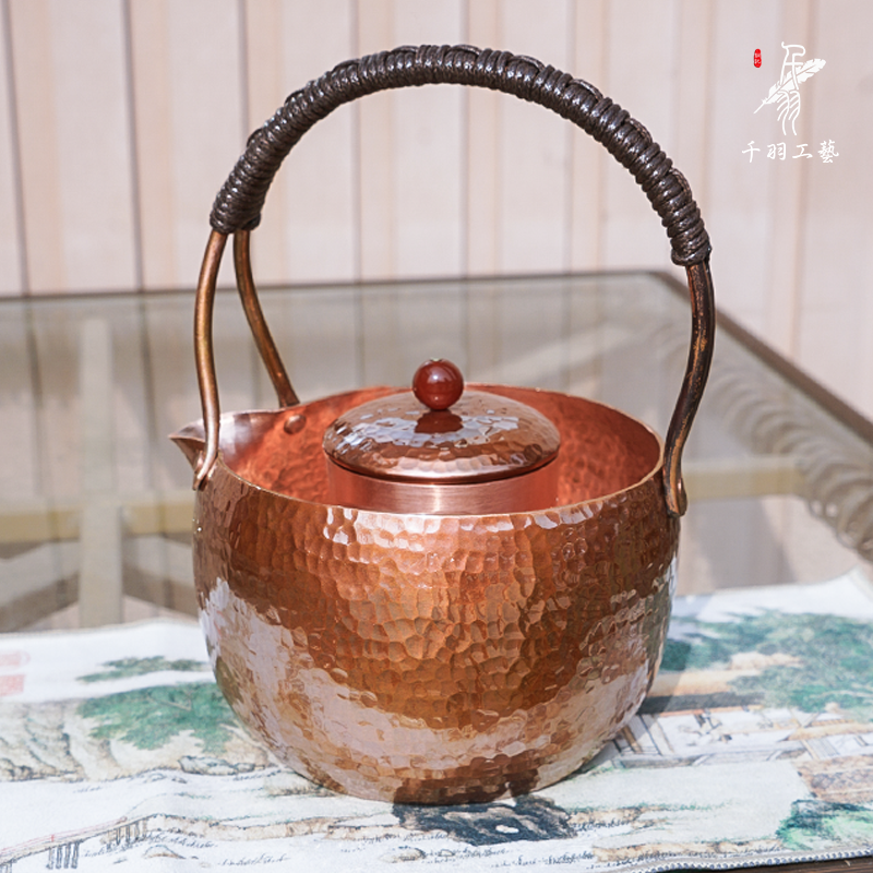 提篮煮茶器茶仓可拆800ml手工锤纹加厚复古明火烧水壶泡茶壶
