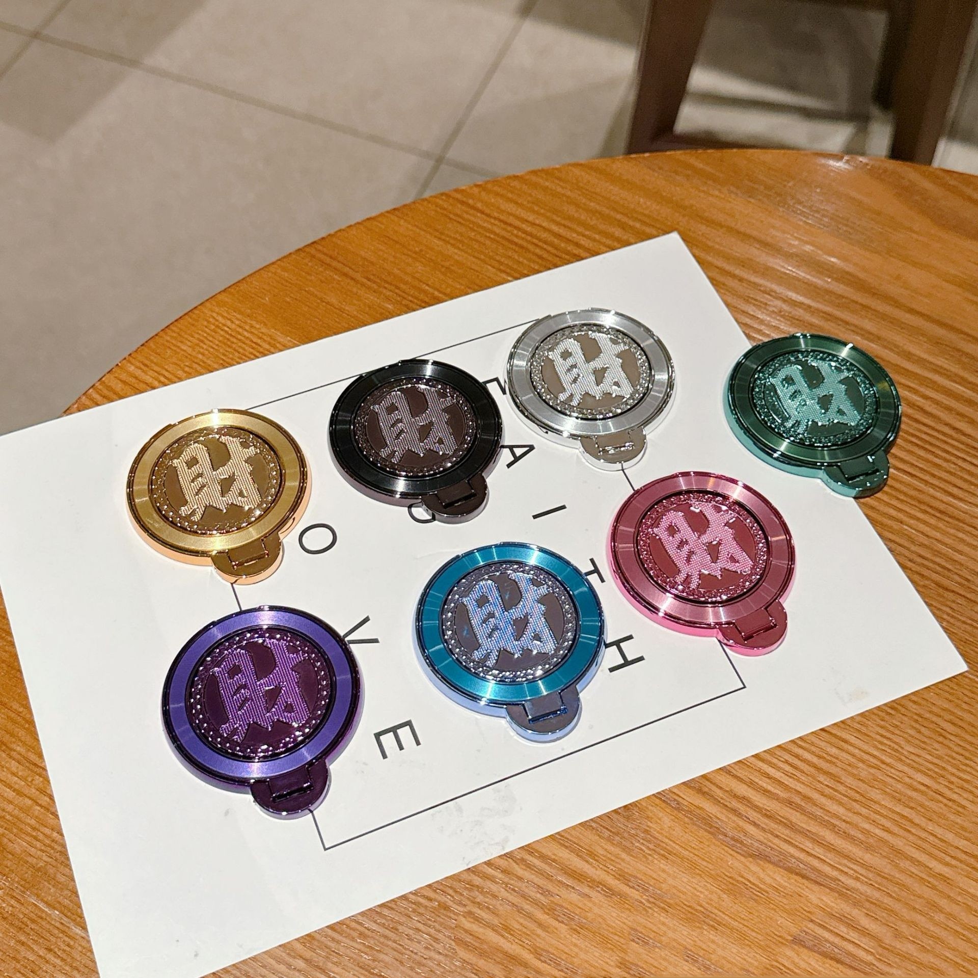 新款转转来财旋转解压陀螺手机支架手机壳背贴超薄折叠桌面支撑架