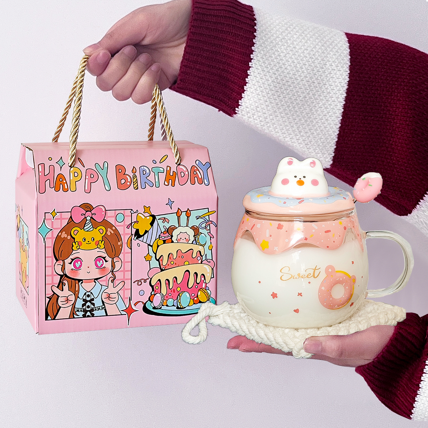 肆季理物玻璃杯女生生日礼物送闺蜜朋友高颜值可爱实用小礼品女孩