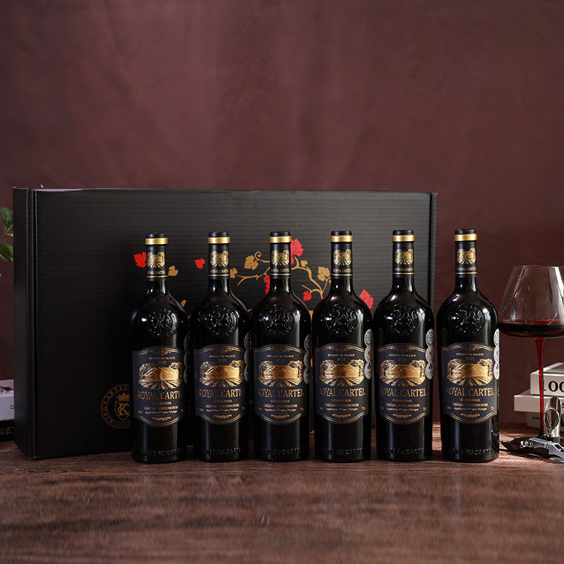 法国进口卡特尔皇家干红葡萄酒高档红酒整箱14.5&deg; 6支礼盒包装