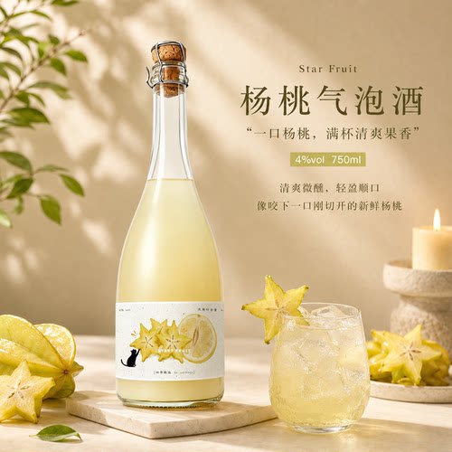 四季酿造saisons杨桃柚子气泡酒4度750ml低度果酒清爽微醺低度酒