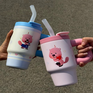 正品瑞幸联名LOOPY拎拎壶小方包双提手包不锈钢保温杯吸管杯周边