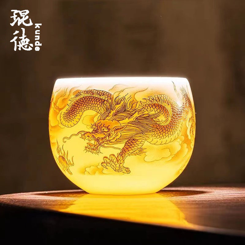 羊脂玉主人杯茶盏个人专用泡茶杯子德化白瓷茶杯闻香品茗杯礼盒装
