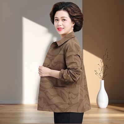 罗蒙妈妈秋外套高端品牌上衣2025新款洋气中老年春秋时尚风衣女W