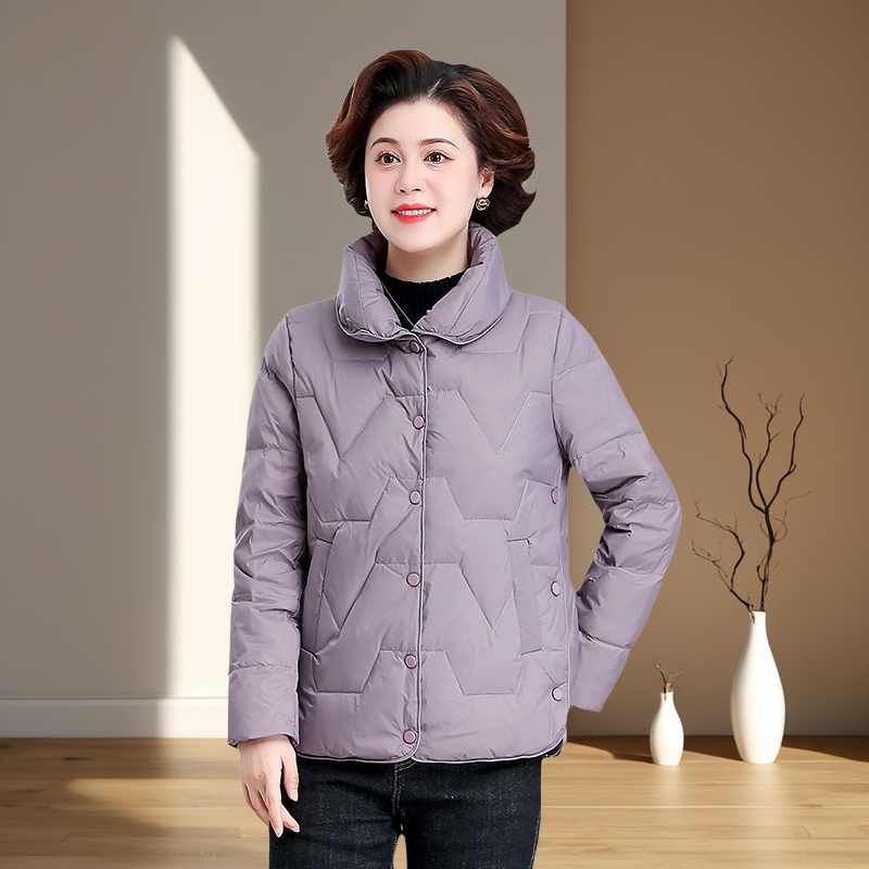 罗蒙妈妈羽绒棉服中年短款小棉袄洋气2025新款中老年秋冬装外套女