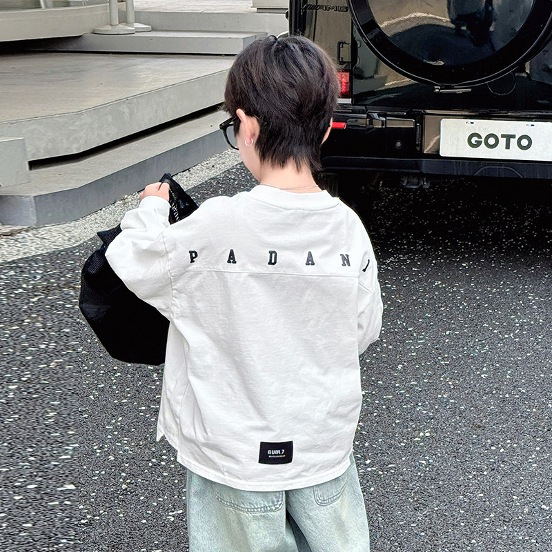 男童长袖T恤纯棉2026春装新款儿童中大童男孩春秋款打底衫上衣