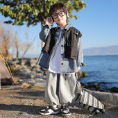 假两件牛仔上衣男孩帅气春季 儿童春秋款 衣服 新款 男童外套2026春装