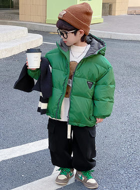 男童羽绒服2026新款韩版儿童冬装短款连帽外套男孩冬季加厚面包服