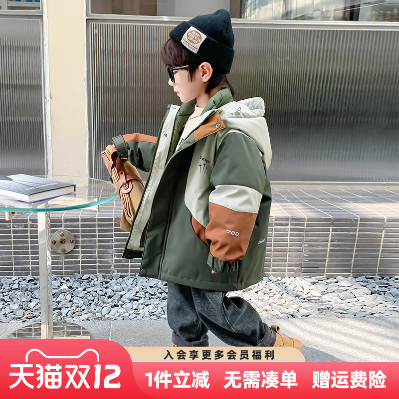 男童羽绒服2025新款冬装儿童男孩三合一加厚秋冬冲锋衣炸街外套